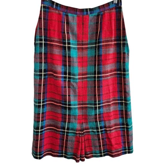 Vintage Plaid Skirt Womens Size Small Red 80s Midi Linen Preppy Academia Twee - Picture 2 of 10